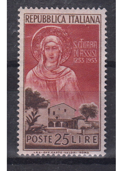 1953 7° Cent. Morte Santa Chiara d'Assisi Perfetto Non linguellato Sassone 719